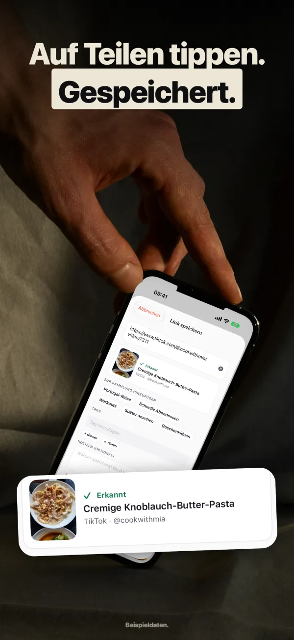 ReelSave App-Bildschirm: Mit einem Tipp speichern