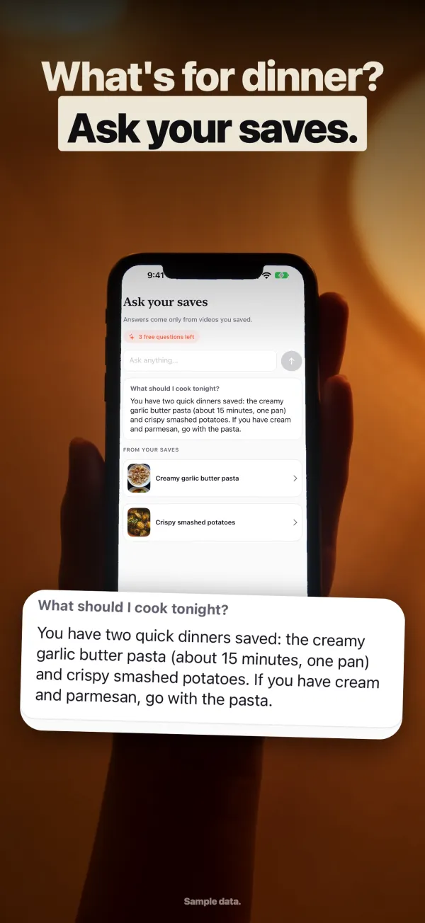 ReelSave app screen: Ask your own saves