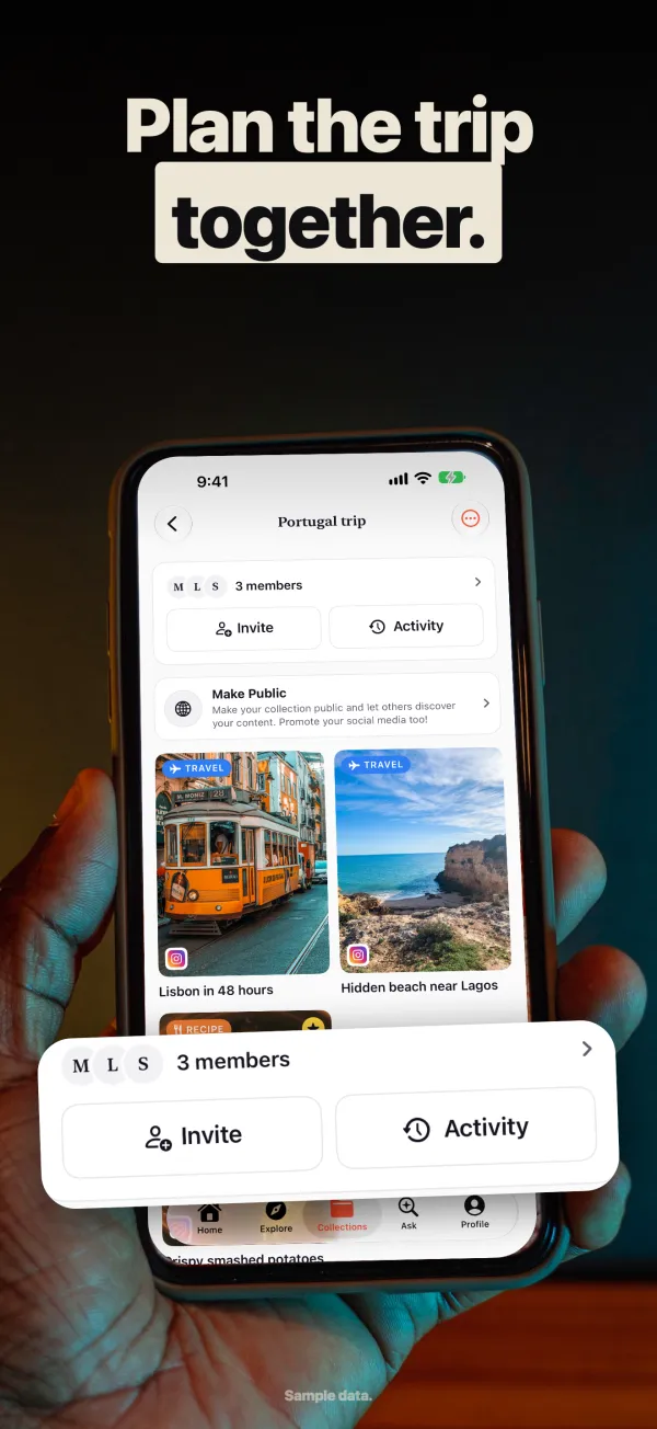ReelSave app screen: Collections, together