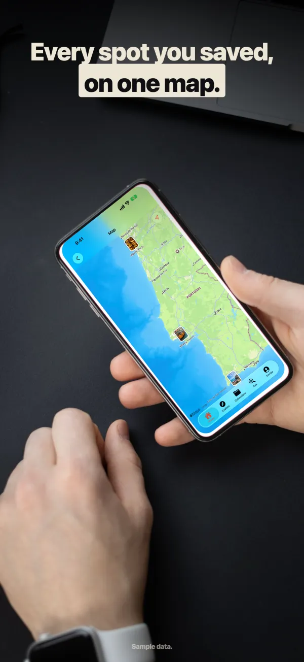 ReelSave app screen: Every place on a map