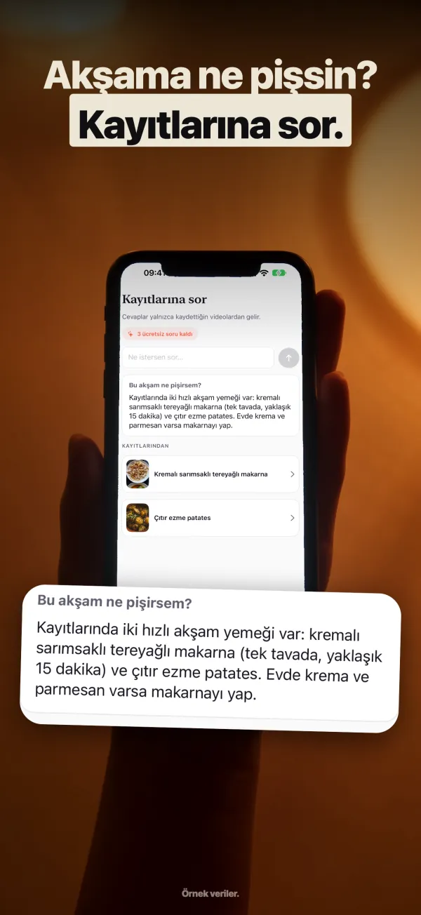 ReelSave uygulama ekranı: Kayıtlarına sor